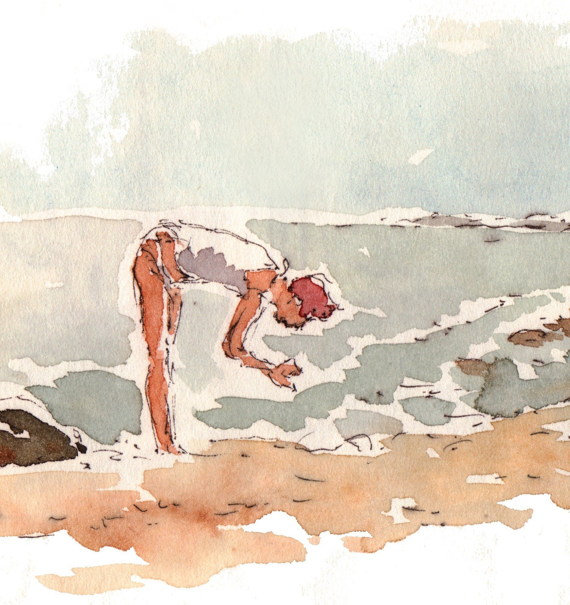 Mariella Fahr Ostsee Illustration Aquarell Mädchen am Strand