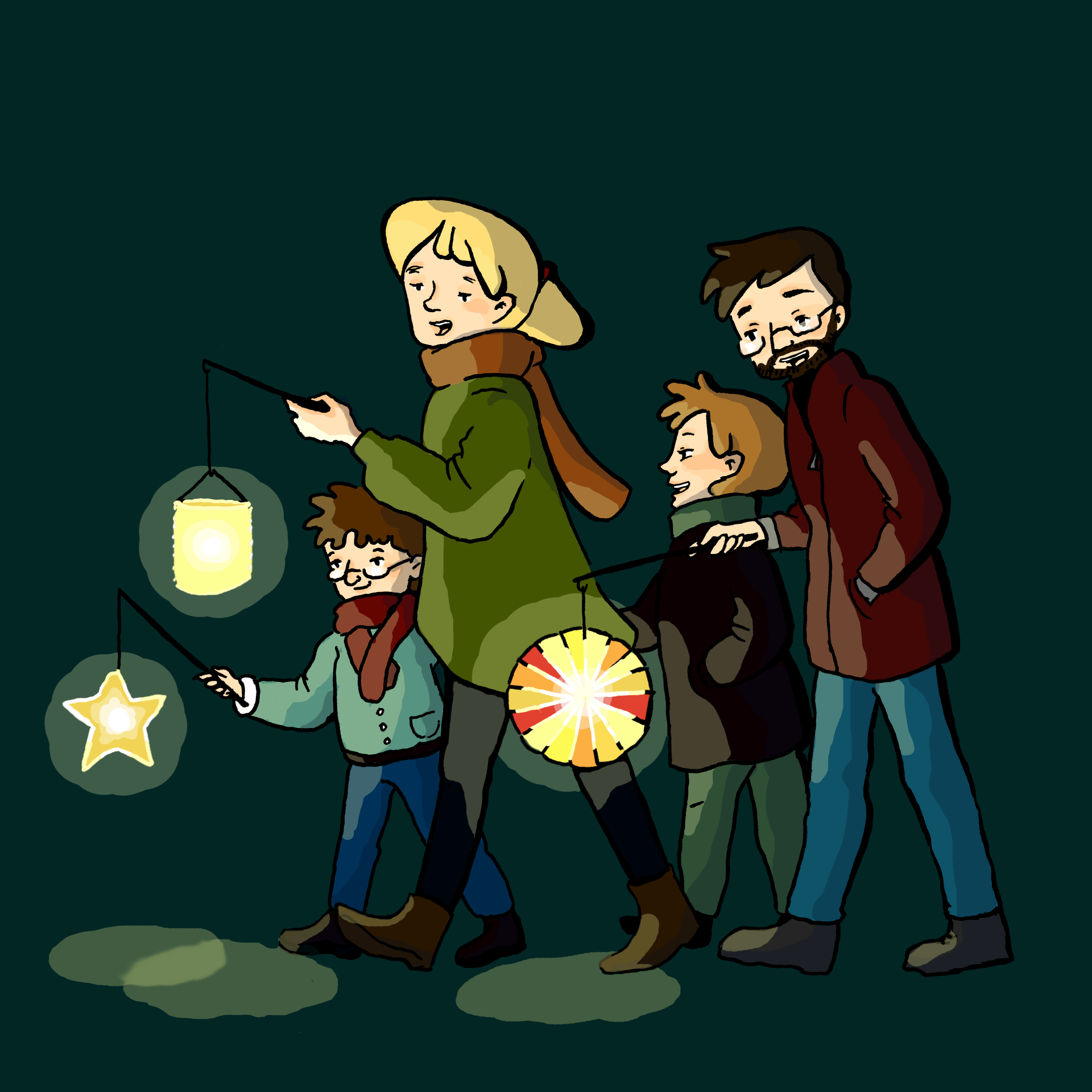 Mariella Fahr Illustration drawwithphi Laternenumzug • lantern procession