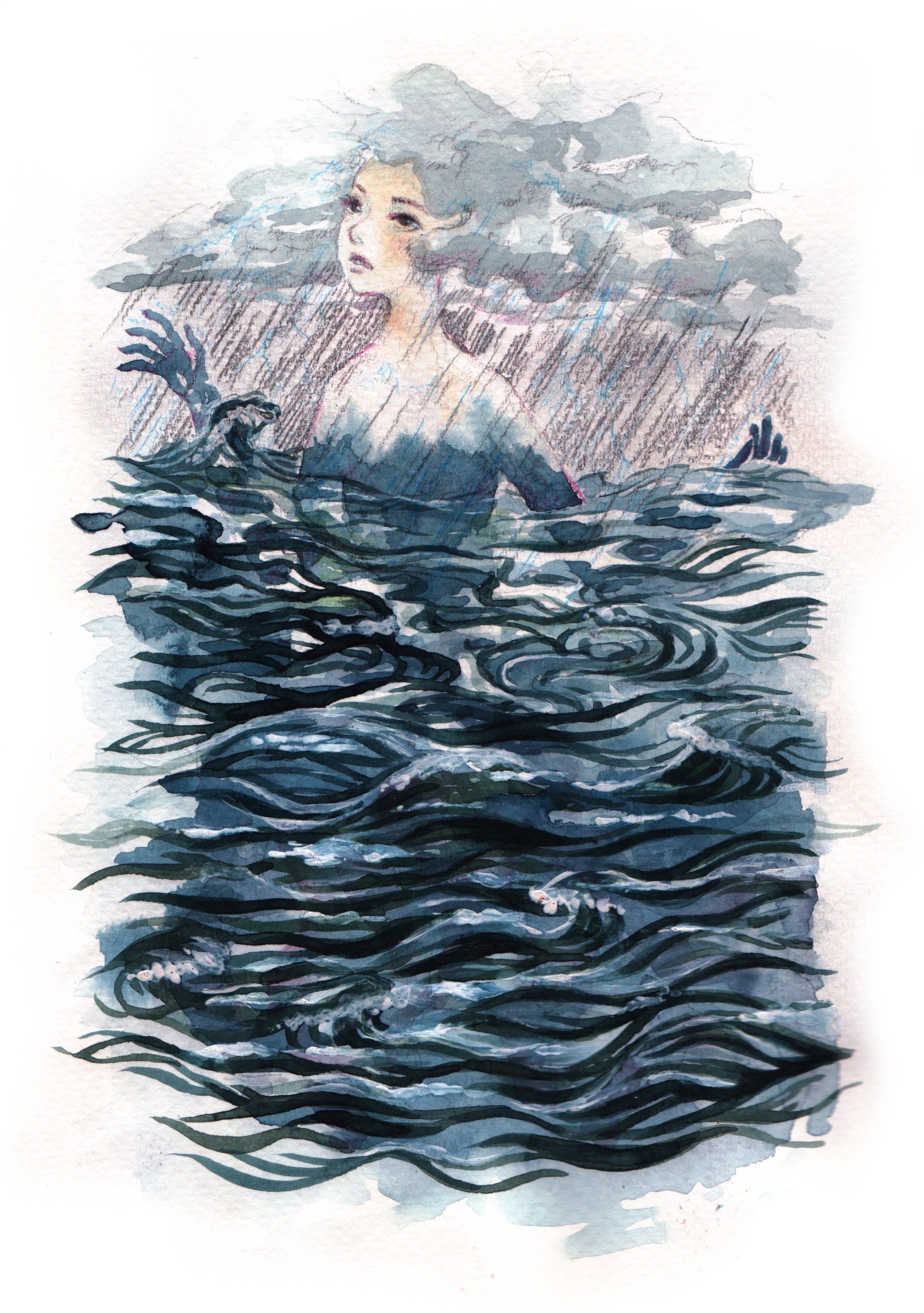 Mariella Fahr Illustration Meerjungfrau Wolken clouds