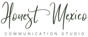 Honest Mexico Communication Studio logo in black cursive and gray uppercase text on a white background