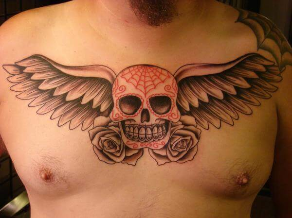 skull and wings tattoo