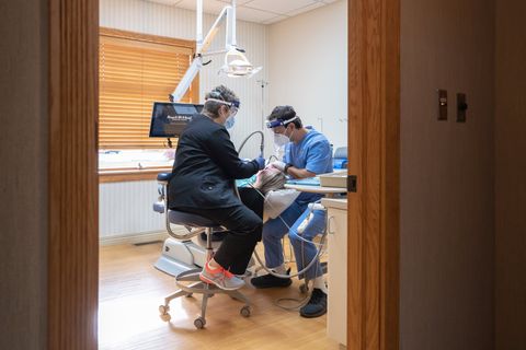 Dr. Hourani during dental appointment at Tecumseh Family Dental Care