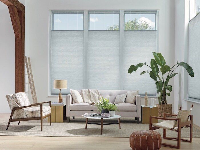 Honeycomb cell shades on windows window shades