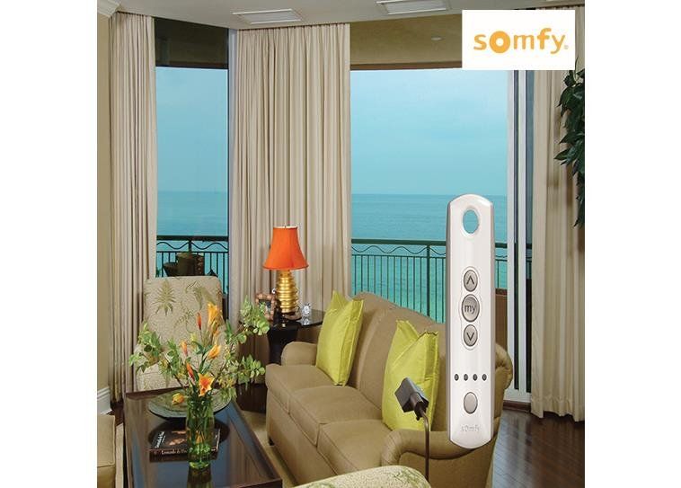 Somfy remote control for motorized drapery
