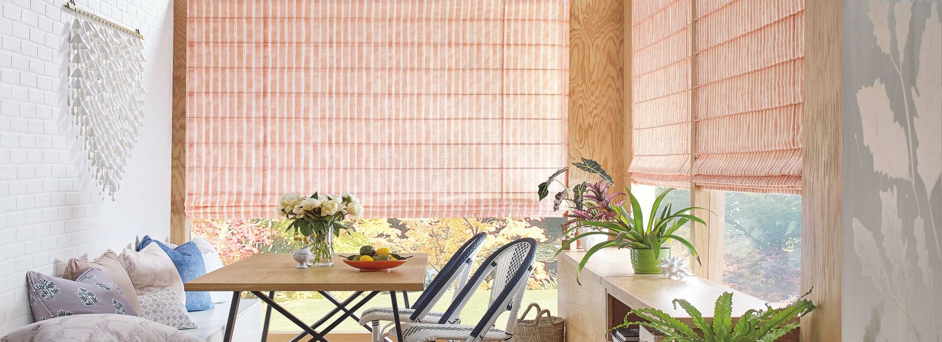Designer Studio Roman Shades -Dotted Stripe - Color Peach Designer Studio Roman Shades -Dotted Stripe - Color Peach