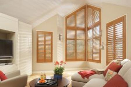 ​​Hunter Douglas Plantation Shutters in living room