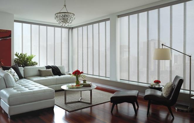 ​​Hunter Douglas Skyline Vertical Panels in living room