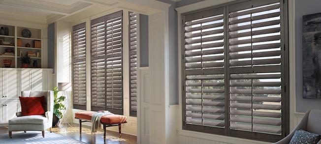 Hunter Douglas Painted Grey Shutters