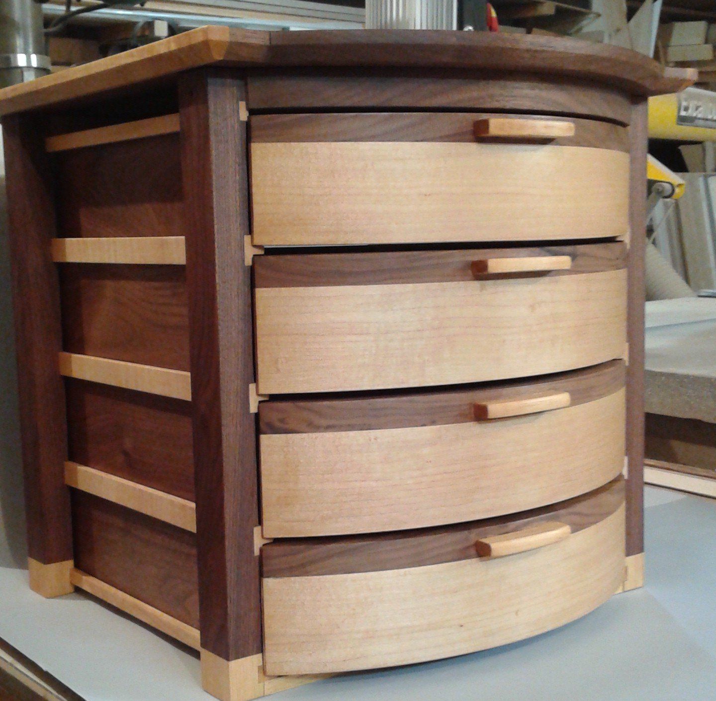 walnut and maple tea chest