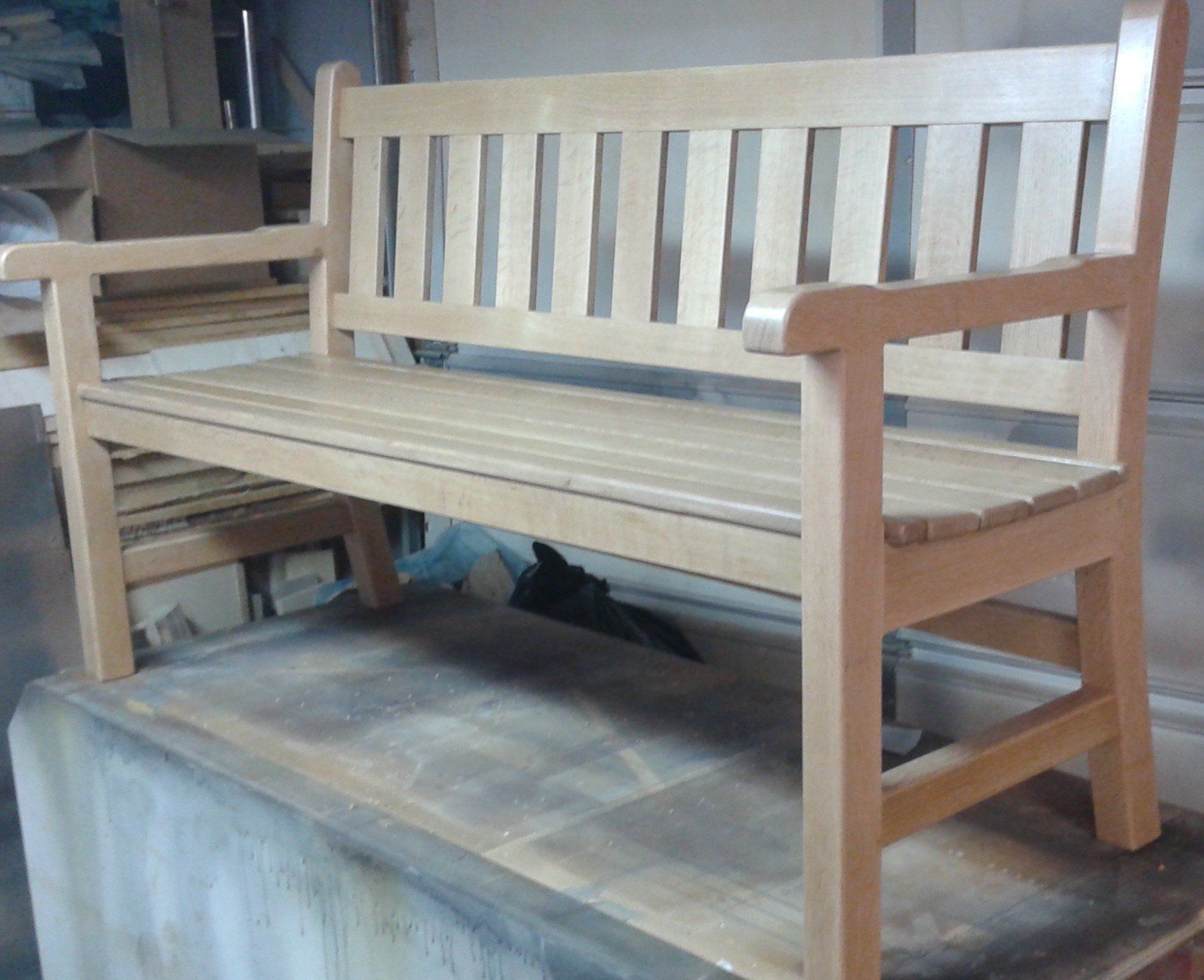 custom white oak garden bench