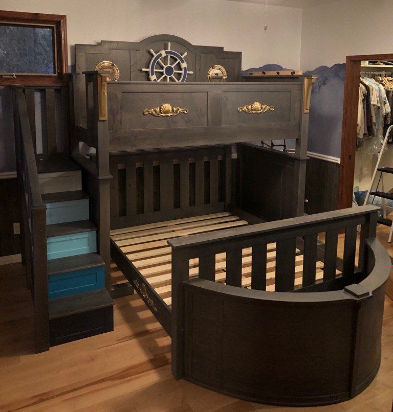custom wood ship bed frame
