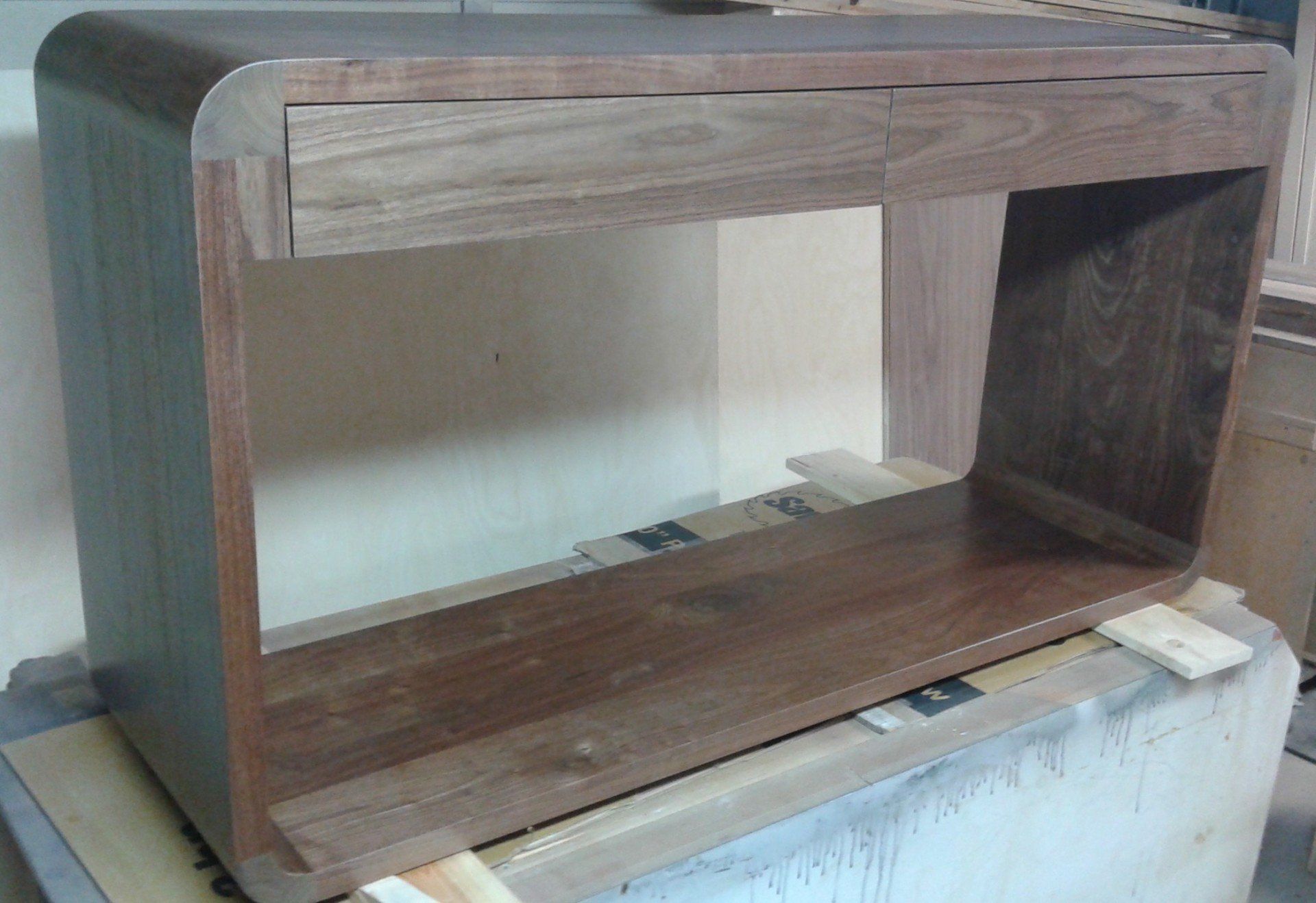 custom walnut wood entrance table