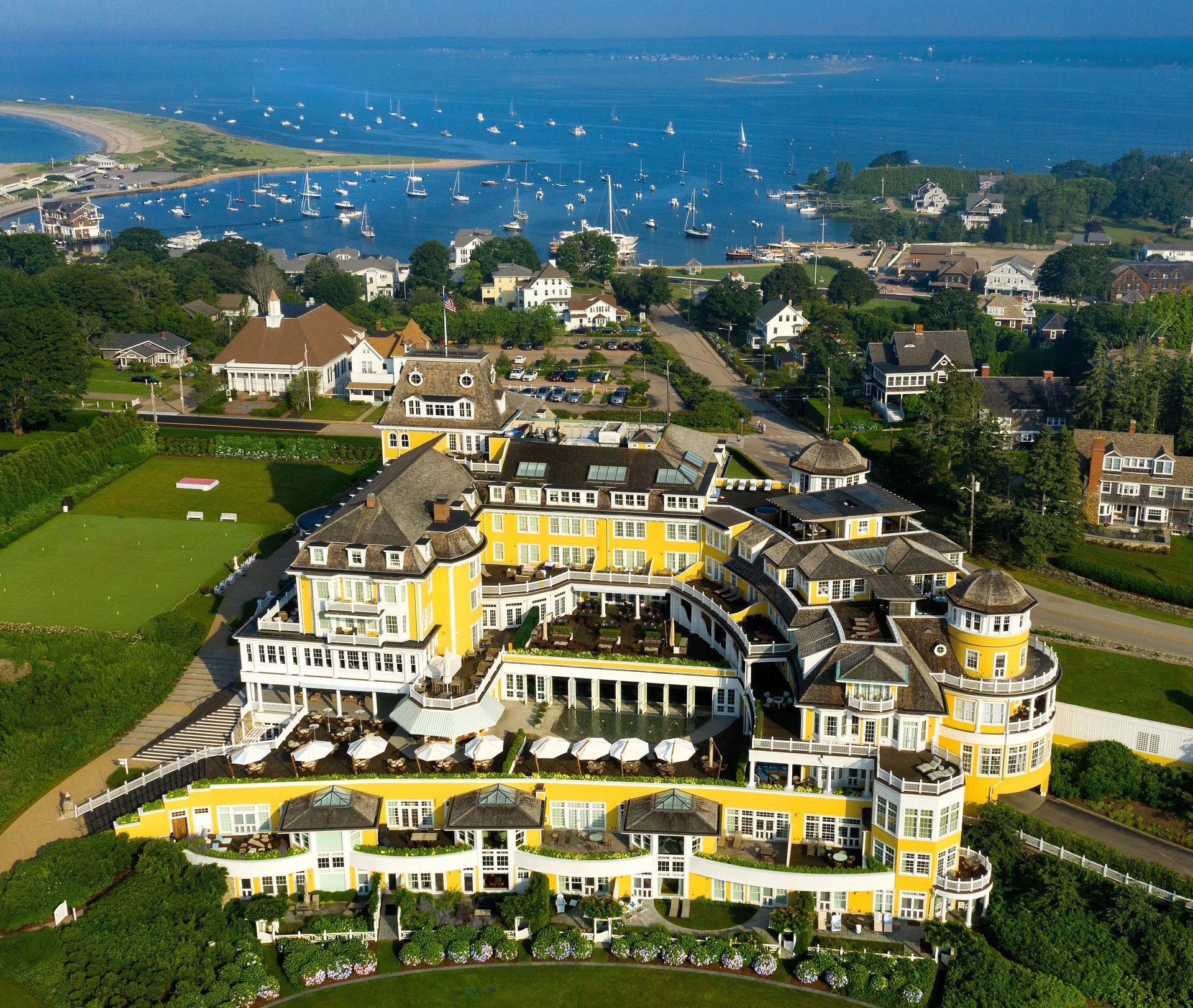 Aerial view on location at corporate resort trip