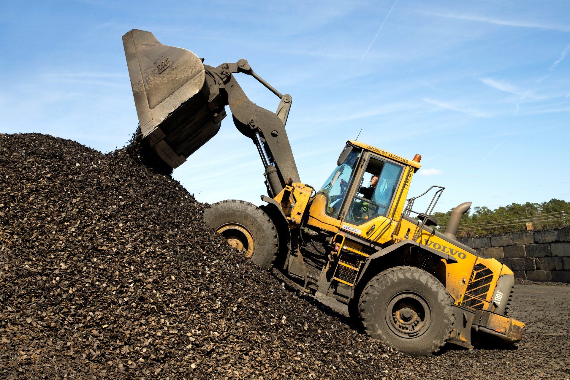 Heavy machinery front end loader in action