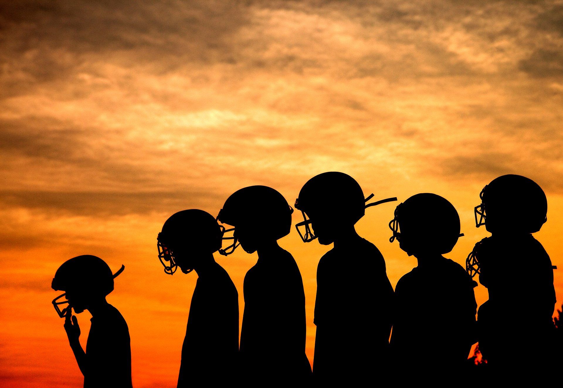 Young football payers at practice