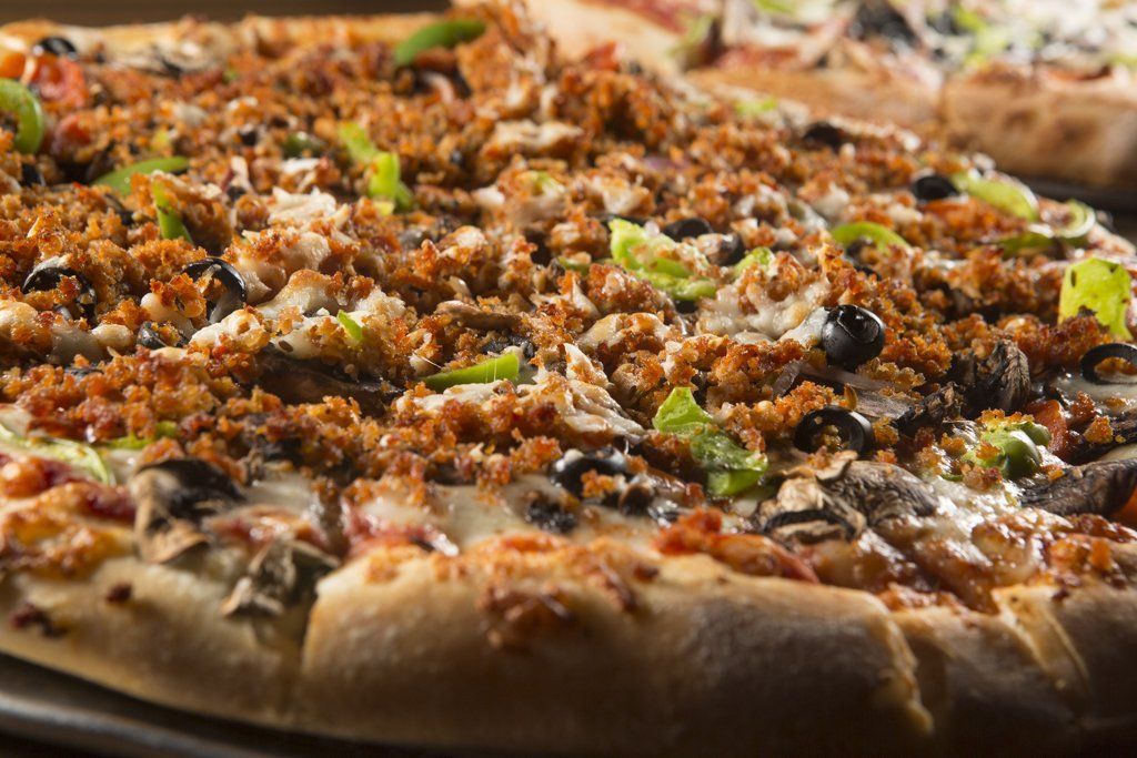 A fresh baked meat lovers pizza