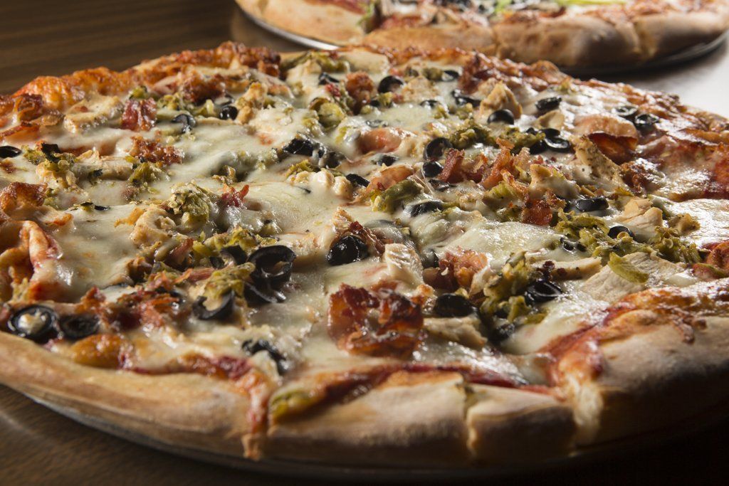 fresh baked pizza up close