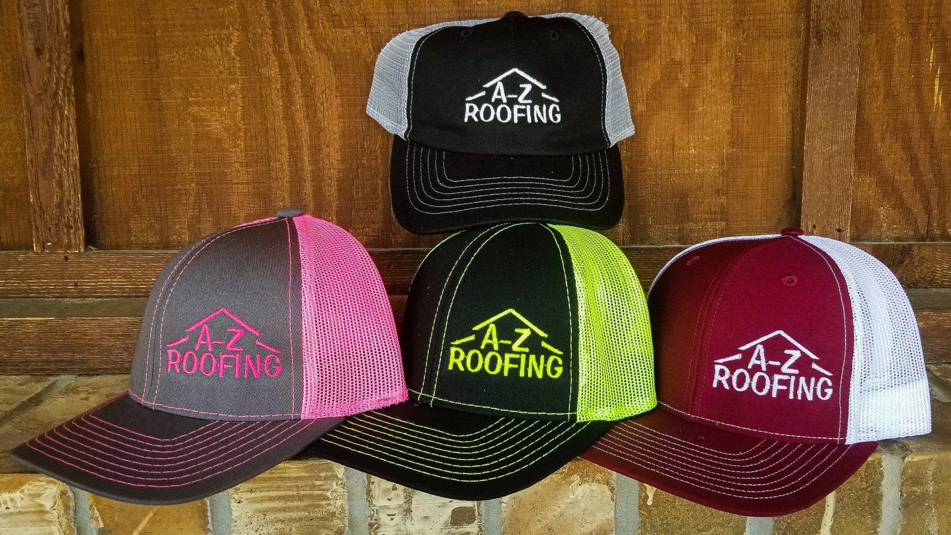 Five trucker hats with the 