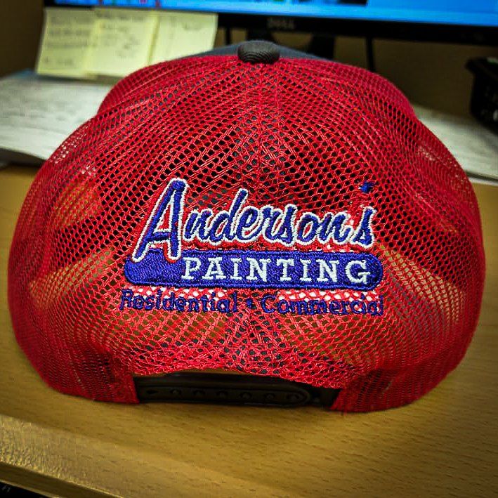 Red mesh trucker hat with 