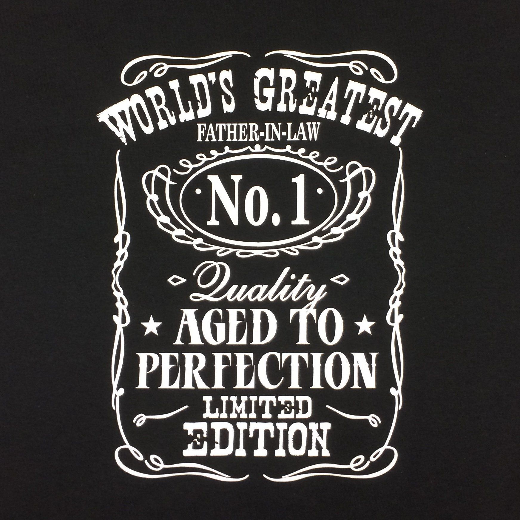 Black t-shirt with a white label reading
