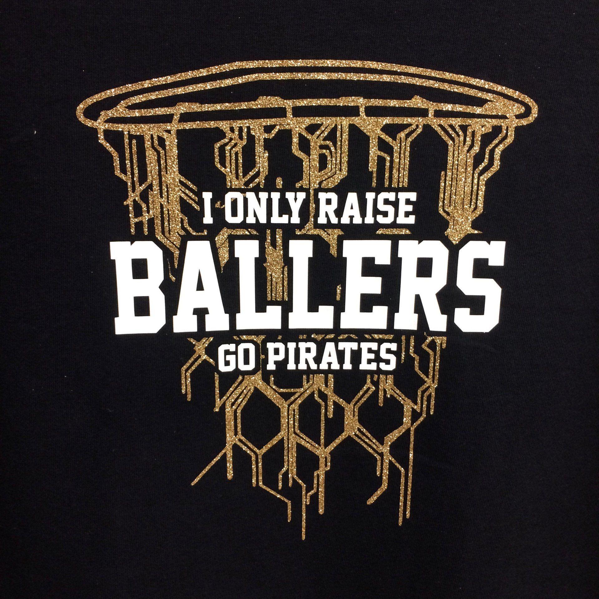 Gold basketball net graphic with the text