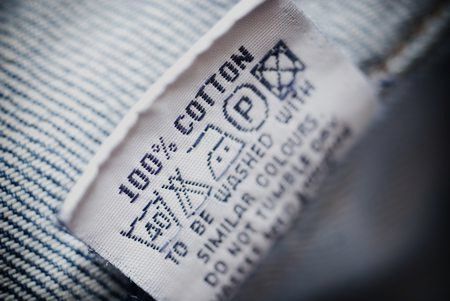 Close-up of a clothing label:
