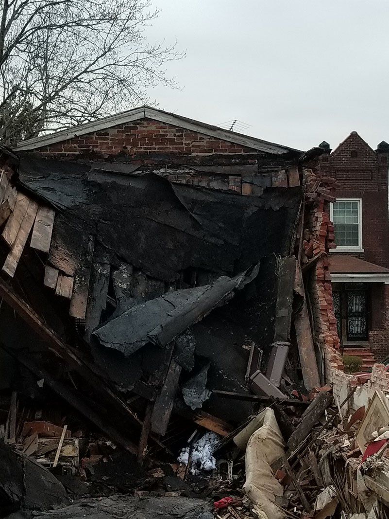 View of building during demolition