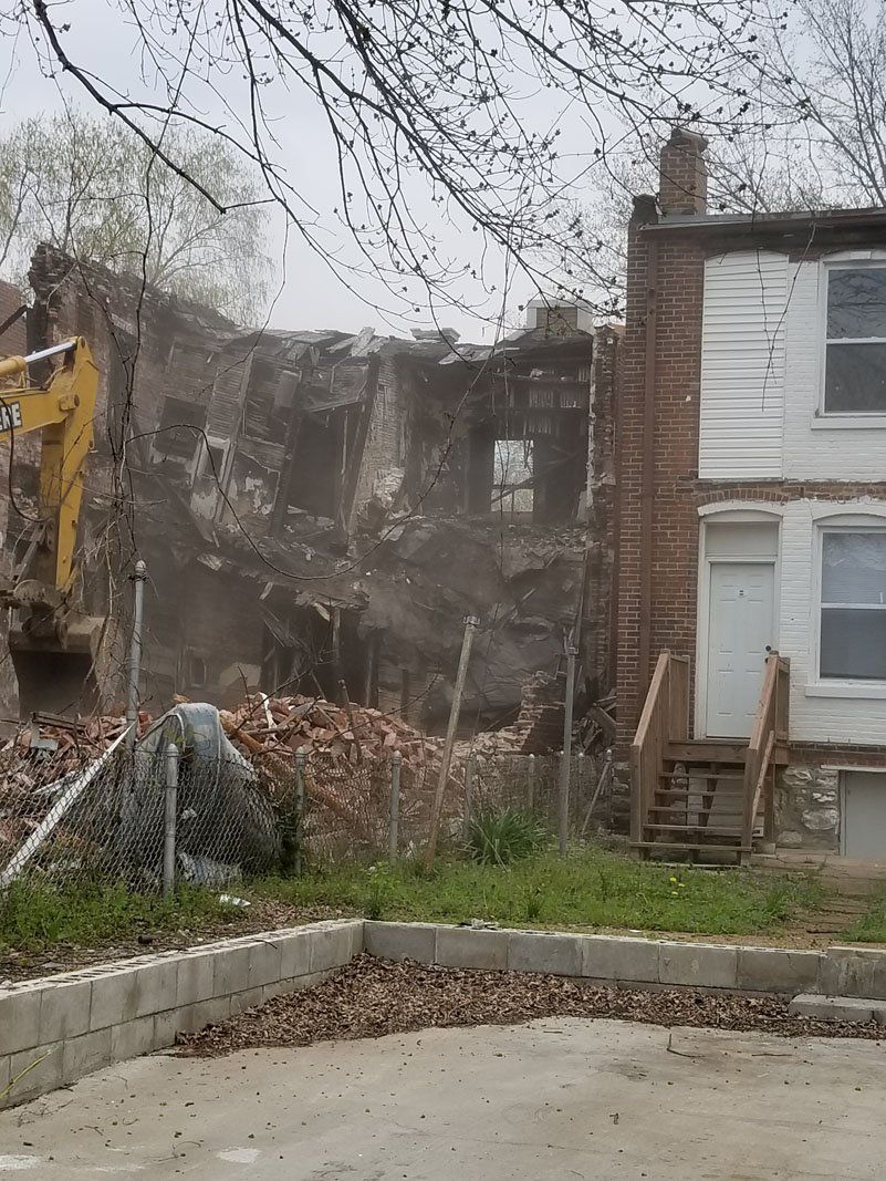 View of building during demolition