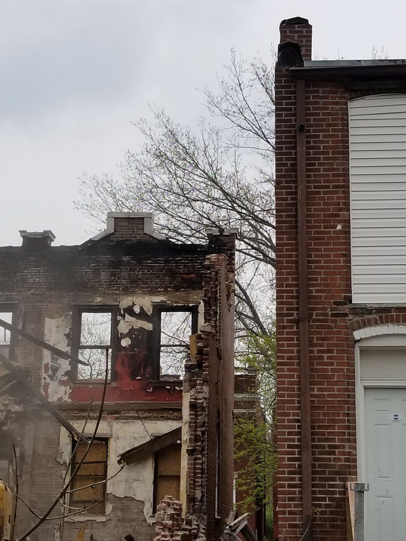 Building demolition work in progress