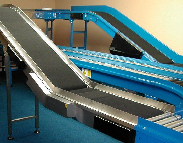 A conveyor belt with the letter v on it