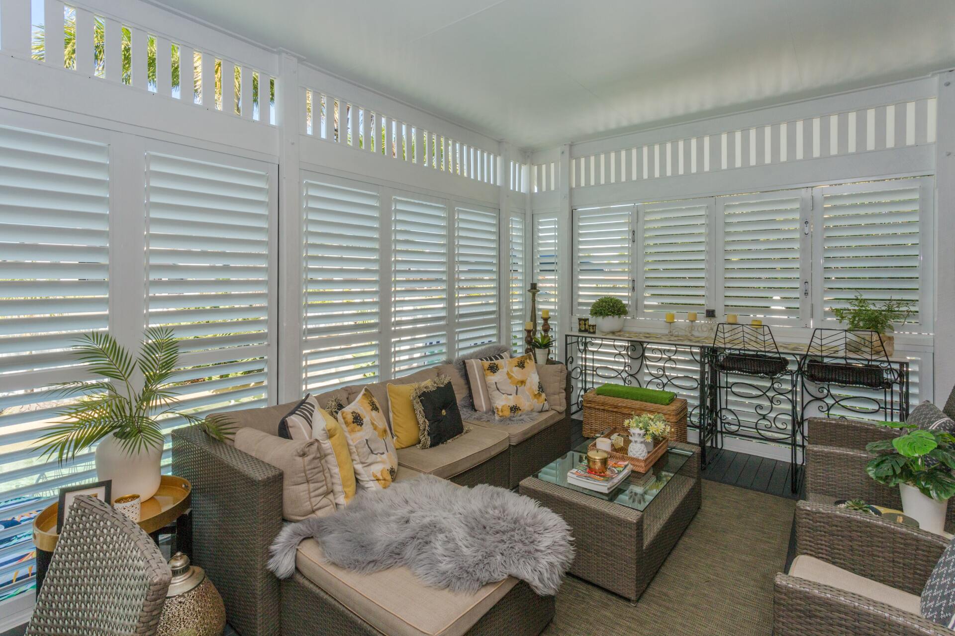 closed external aluminium shutters on enclosed patio 3