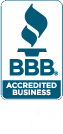 BBB Accredited Business logo, blue flame, letters