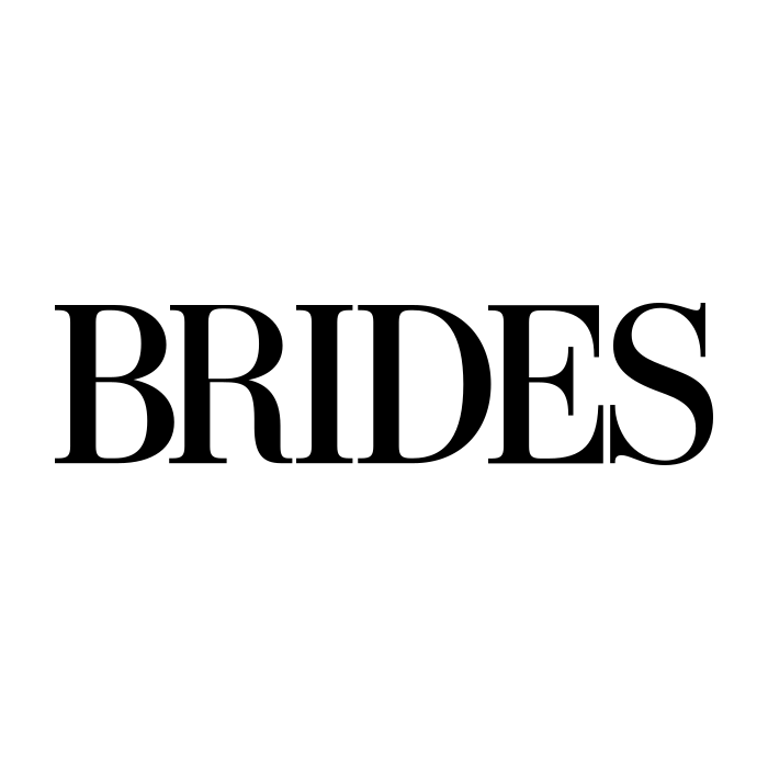 A black and white logo for brides magazine on a white background.