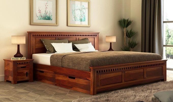 storage queen bed designs in India