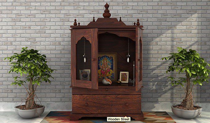 pooja mandir with storage drawers