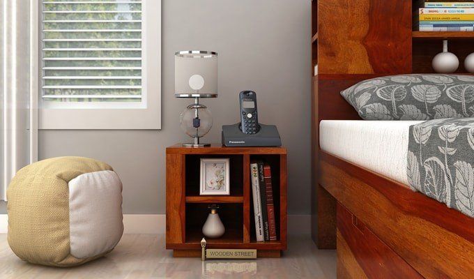 solid wood bed side table