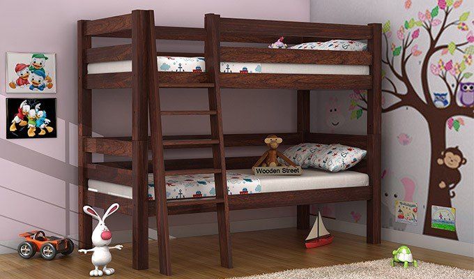solid wood kids bed with ladder