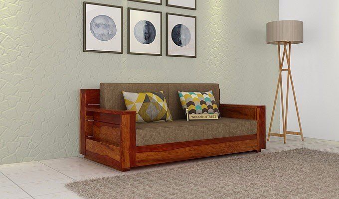 2 seater wooden sofa
