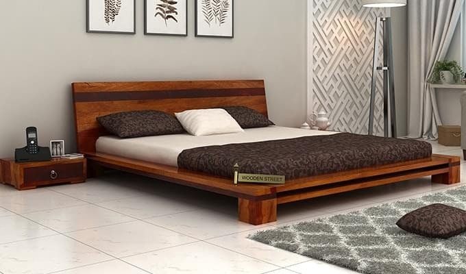 low floor queen size bed online 