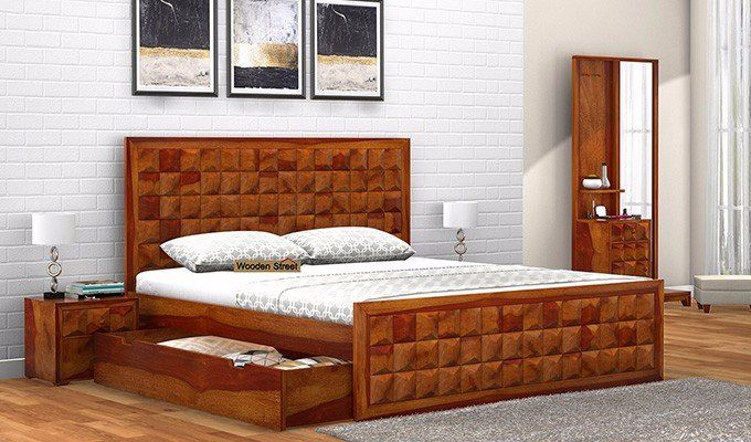 wooden king size bed