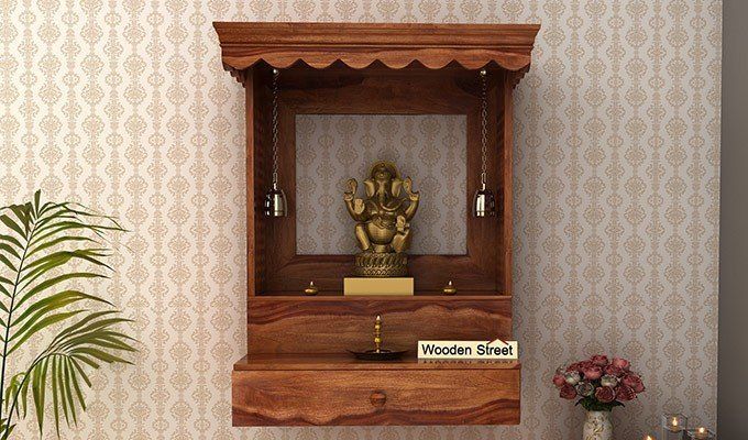 wall mounted wooden temple designs