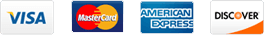 VISA, Master Card, American Express, and Discover Card logos