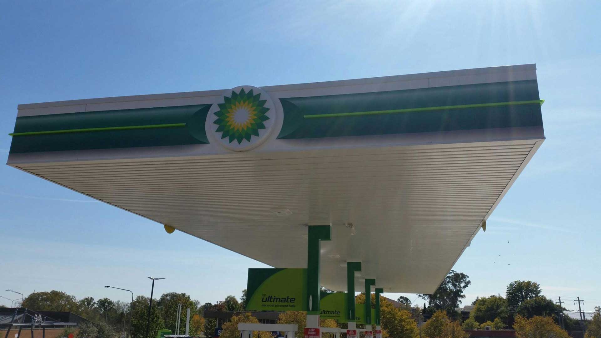 gas station roof made of metal