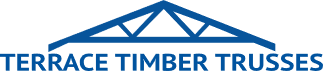 Blue truss logo with the text