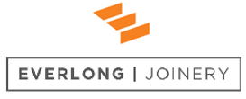 Logo of Everlong Joinery: Orange stairs above text inside a gray box.