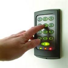 Close up of keypad entry and intercom