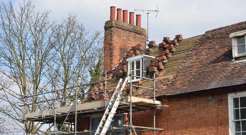 Roof repair in progress