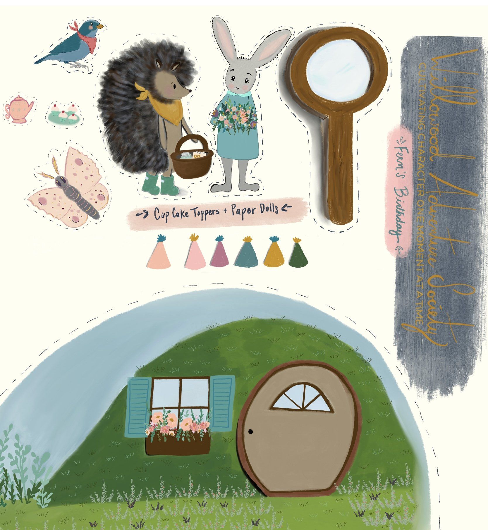 Cute Hedgehog and bunny downloadable playset