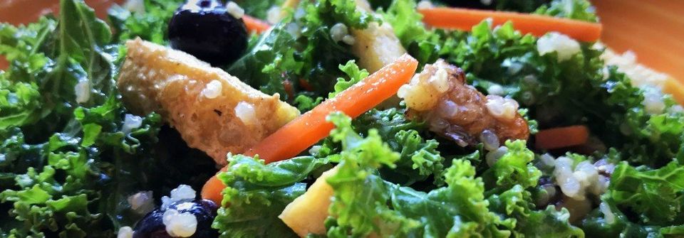 Kale Quinoa Salad with Walnuts and Blueberries