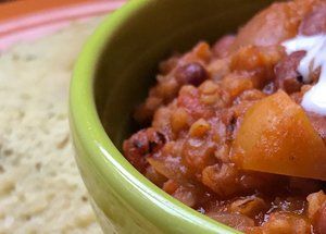 close up of chili in bowl